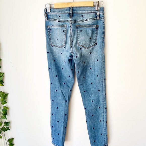 J. Crew Embroidered Blue Polka Dots High Rise Cotton Woman’s Jeans Size 27 - Picture 4 of 8